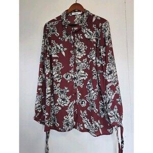 Just Fab Tunic Womens 3X Plus Top Dark Floral Blouse Boho Bloomcore Fairy Grunge